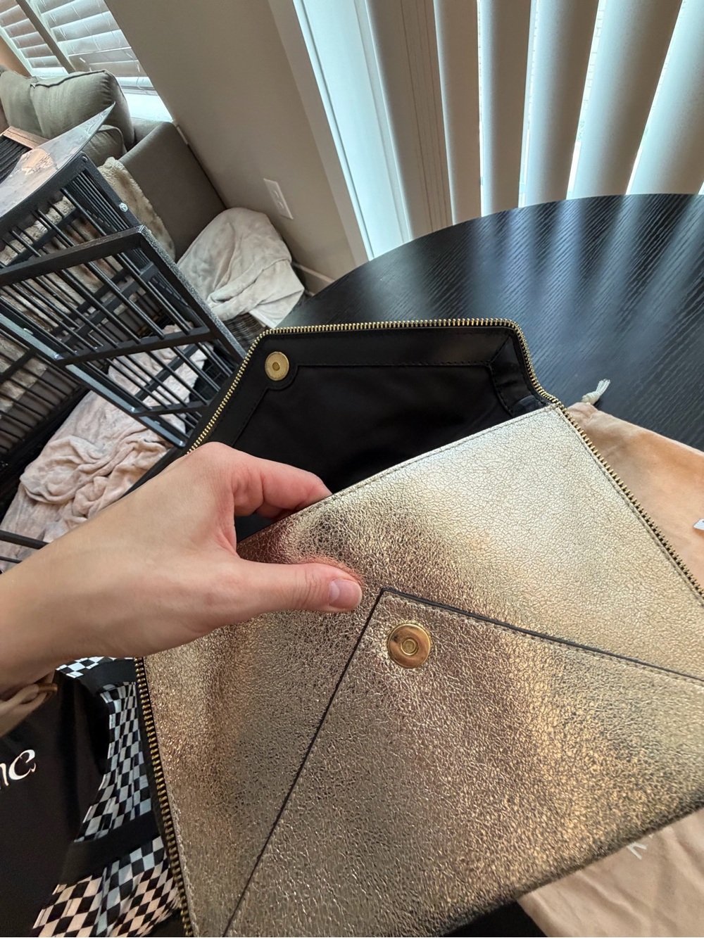 Rebecca Minkoff Gold Metallic Envelope Clutch - Picture 4 of 5
